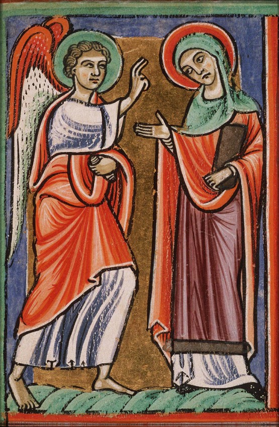 13-Благовещение. Французская миниатюра конца XIII века